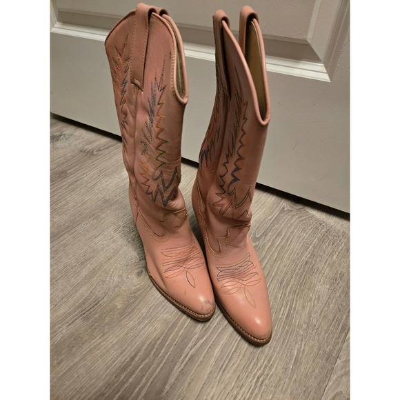 Samello Womens Boots Pink Leather Western Embroidered Size 6.5M - Picture 2 of 8